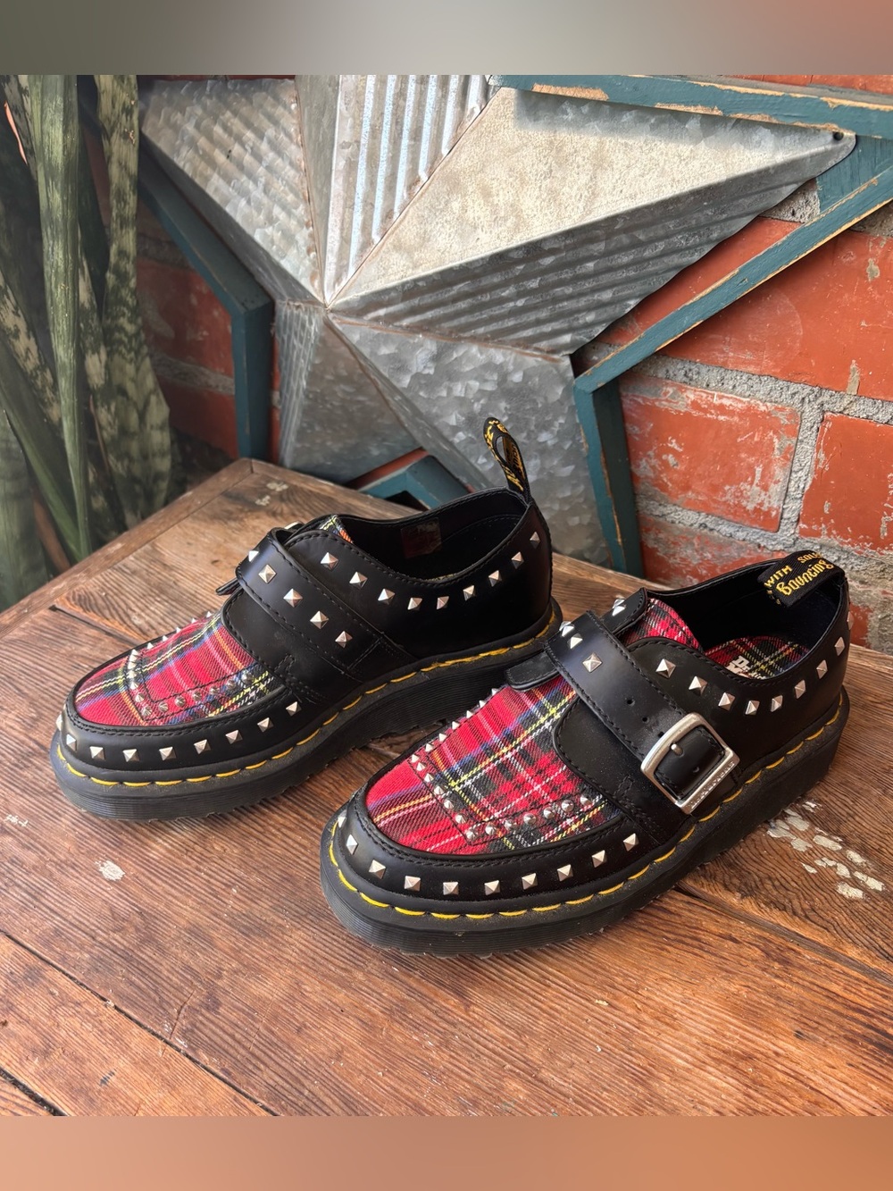 Dr. Martens Ramsey Monk Tartan Creeper Plaid Punk Vamp Studs M 5/ W 6